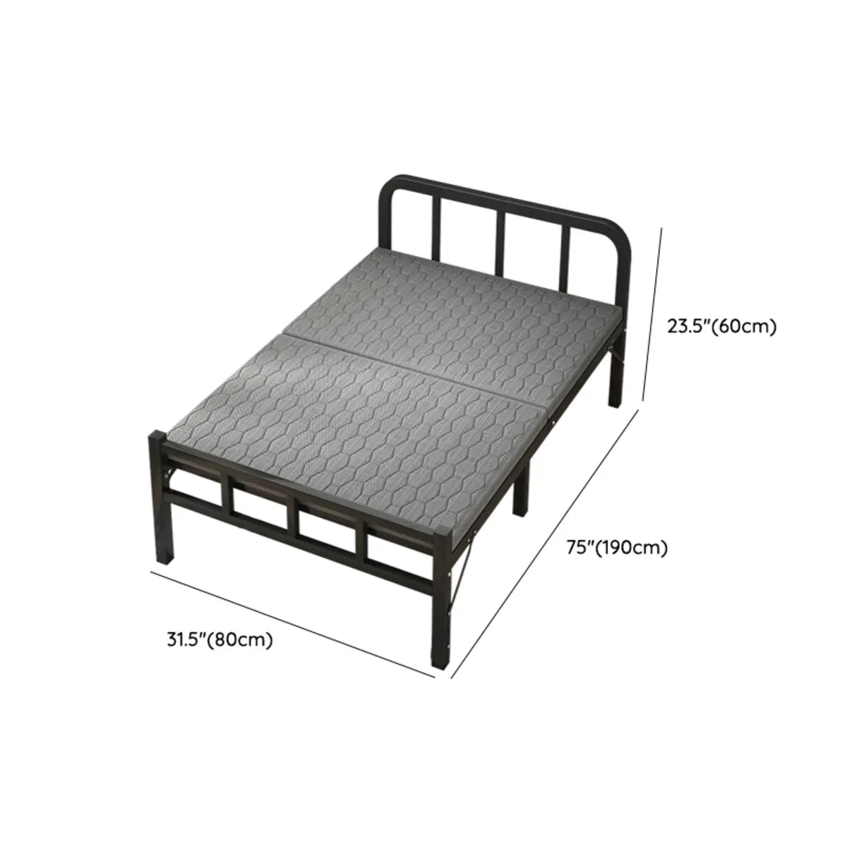 Black Queen Platform Metal Slat Bed with Headboard 