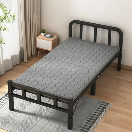 Black Queen Platform Metal Slat Bed with Headboard Image - 2