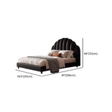 Black Queen Scalloped Velvet Upholstered Panel Bed Frame Image - 11