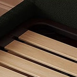 Black Queen Scalloped Velvet Upholstered Panel Bed Frame Image - 7