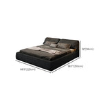 Black Queen Size Platform Velvet Stylish Panel Bed Image - 11
