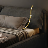 Black Queen Size Platform Velvet Stylish Panel Bed Image - 5