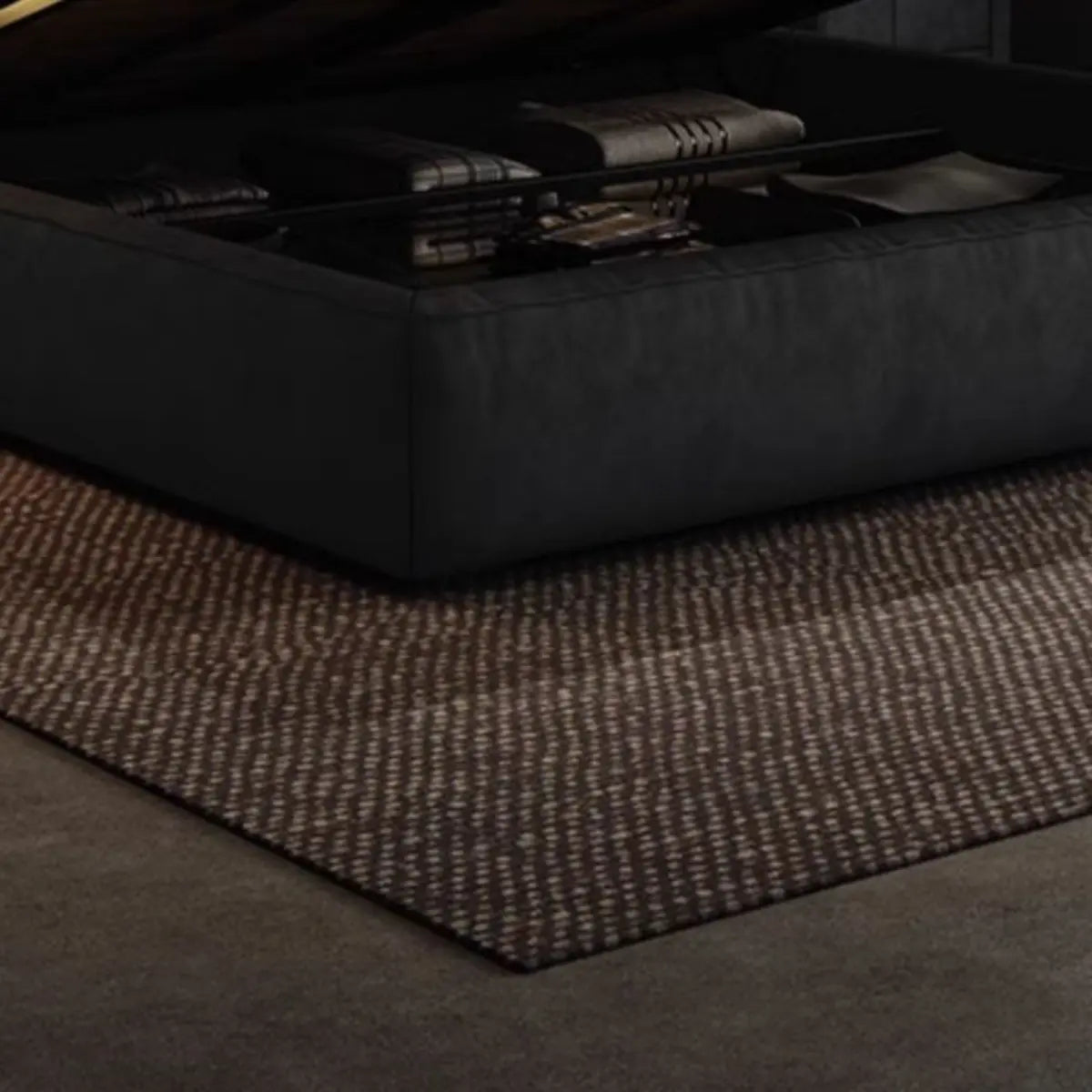 Black Queen Size Platform Velvet Stylish Panel Bed Image - 7