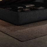 Black Queen Size Platform Velvet Stylish Panel Bed Image - 7