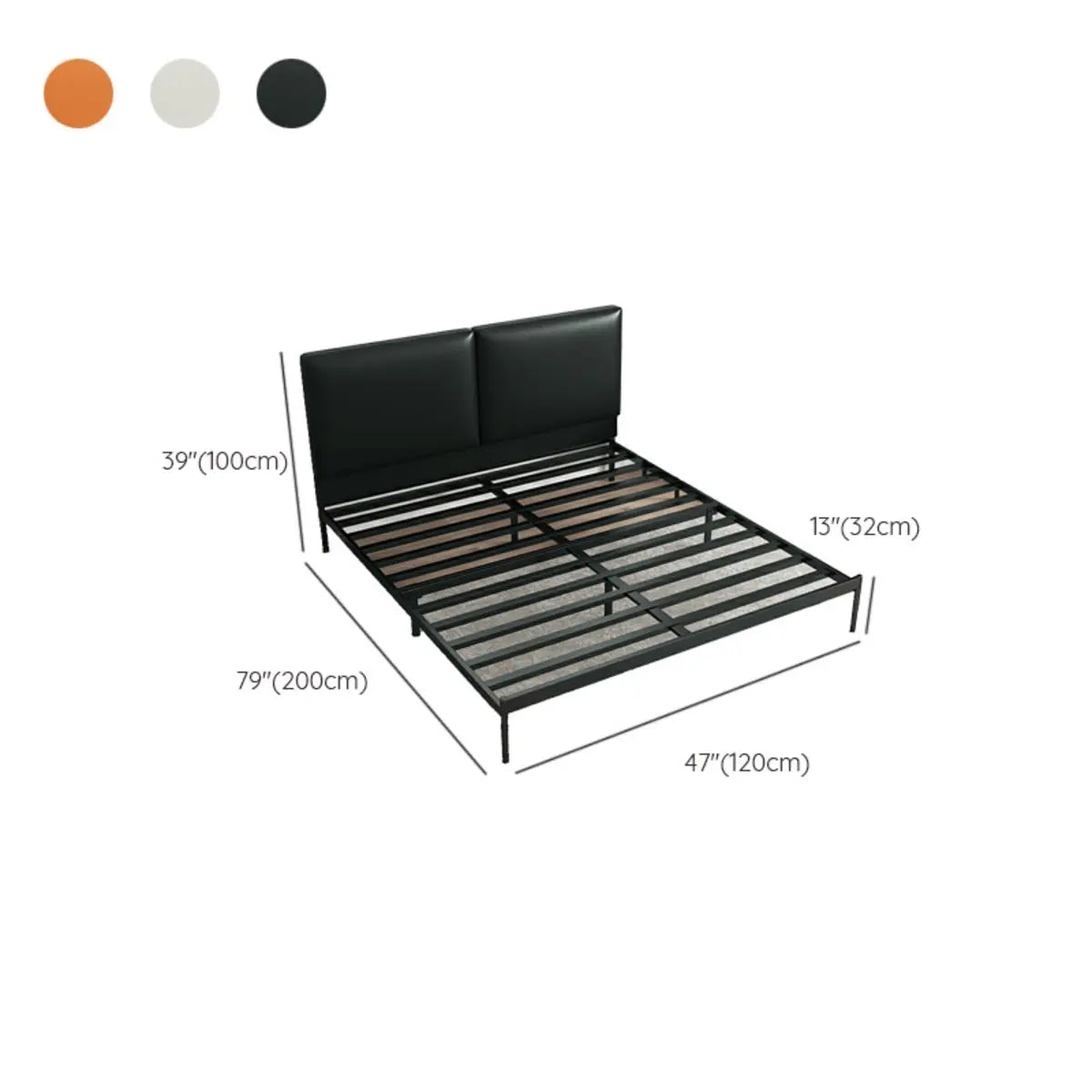 Black Queen Soft Leather Headboard Metal Panel Bed 