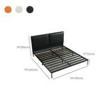 Black Queen Soft Leather Headboard Metal Panel Bed Image - 14