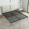 Black Queen Soft Leather Headboard Metal Panel Bed Image - 3