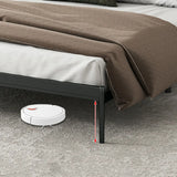 Black Queen Soft Leather Headboard Metal Panel Bed Image - 9