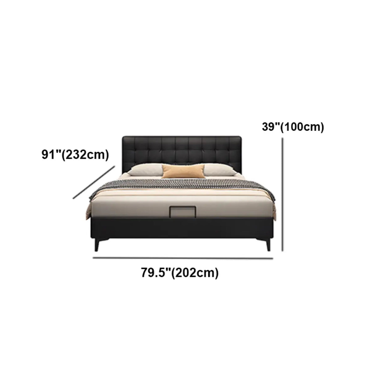 Black Queen Sponge Upholstered Storage Included Bed Image - 10