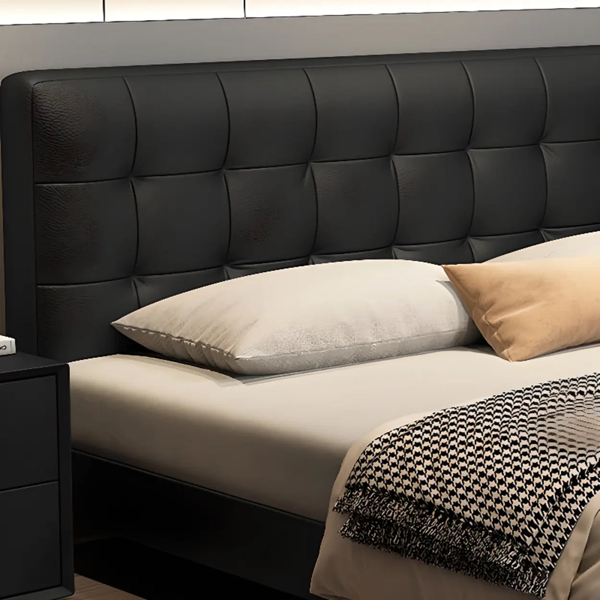 Black Queen Sponge Upholstered Storage Included Bed Image - 3