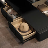 Black Queen Sponge Upholstered Storage Included Bed Image - 6