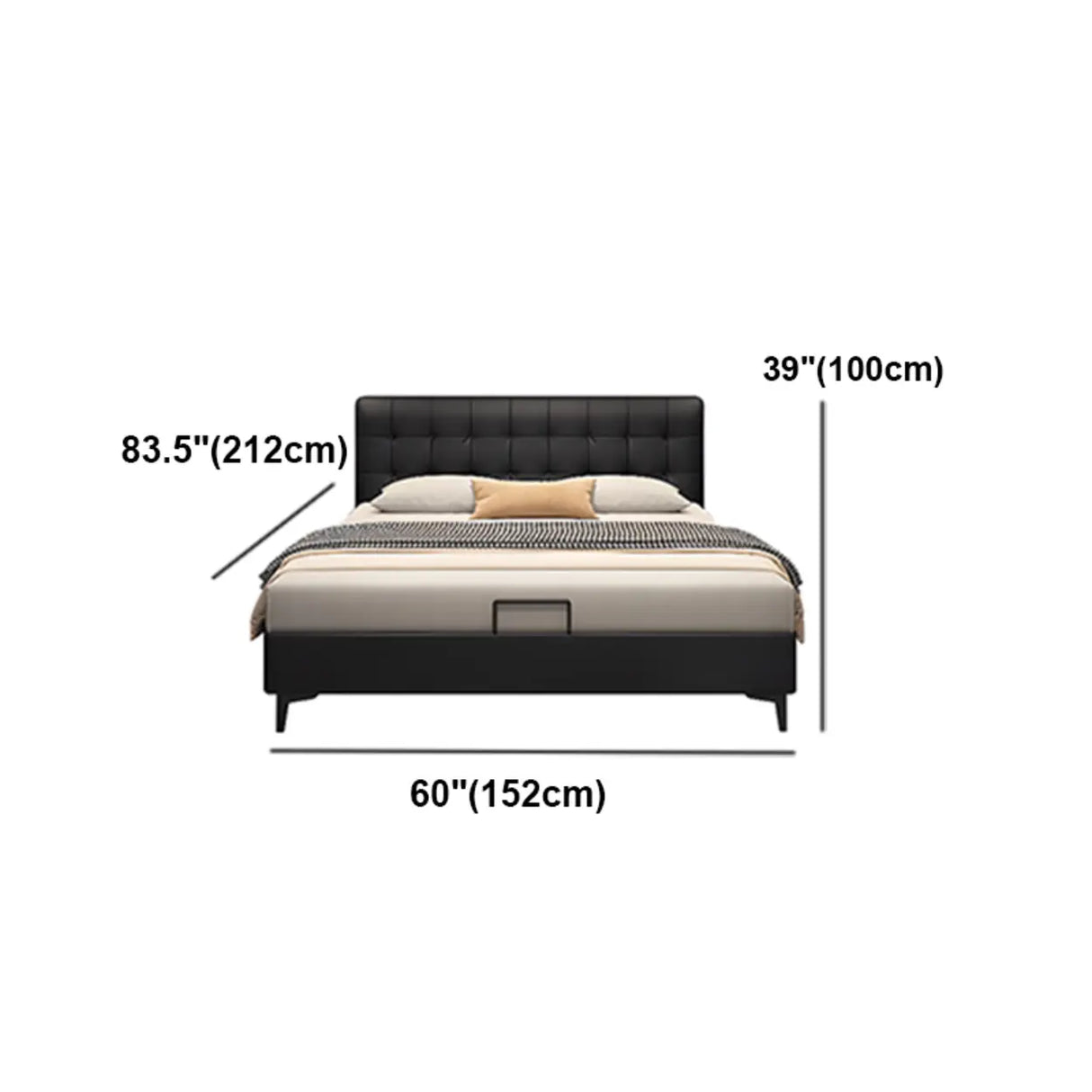Black Queen Sponge Upholstered Storage Included Bed 