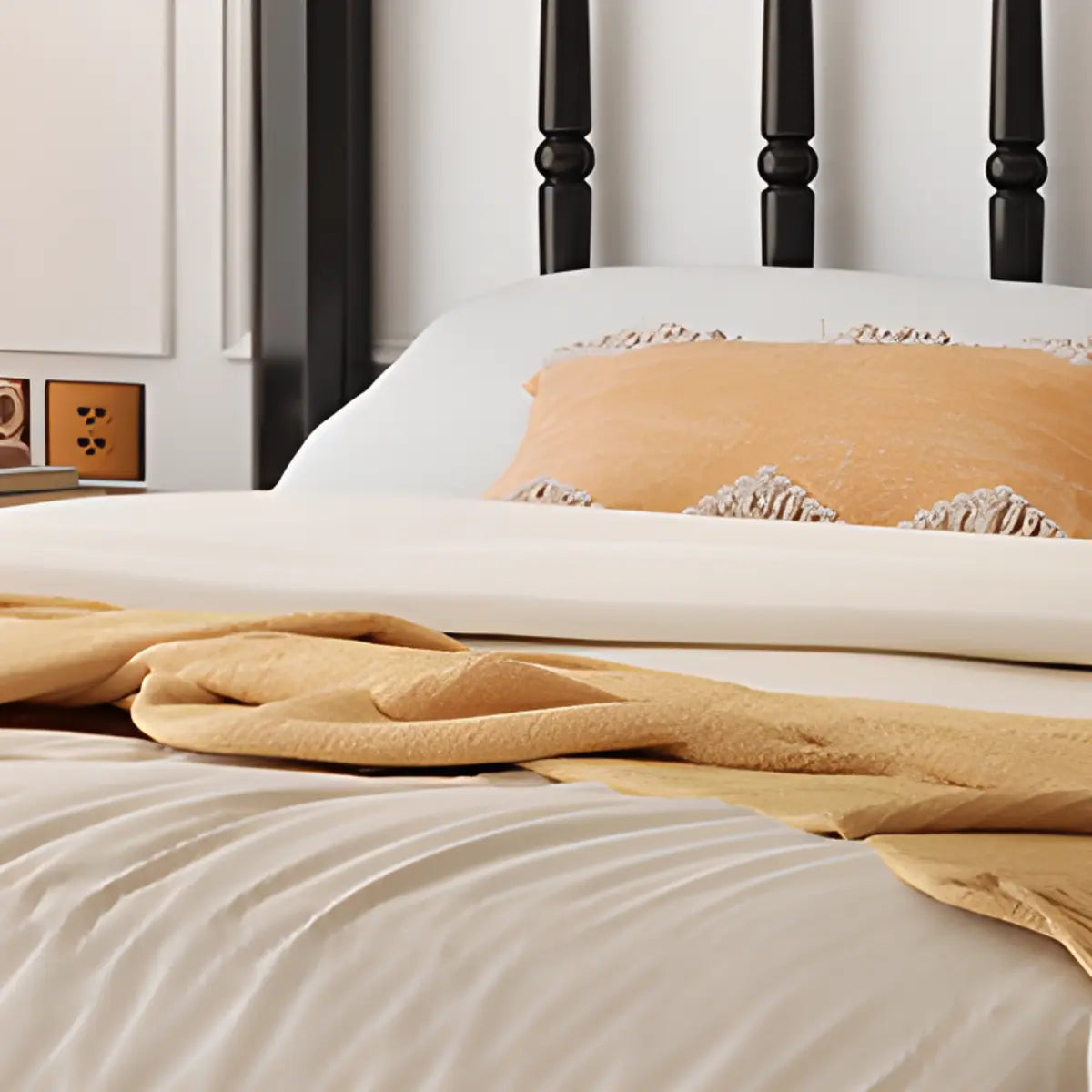 Black Queen Traditional Wooden Slat Bed with Headboard Image - 3