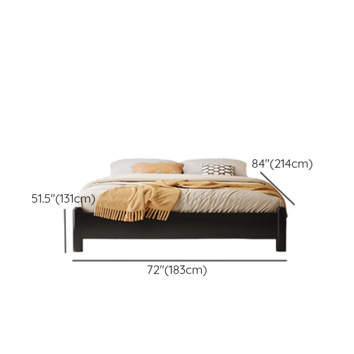 Black Queen Traditional Wooden Slat Bed with Headboard Image - 7