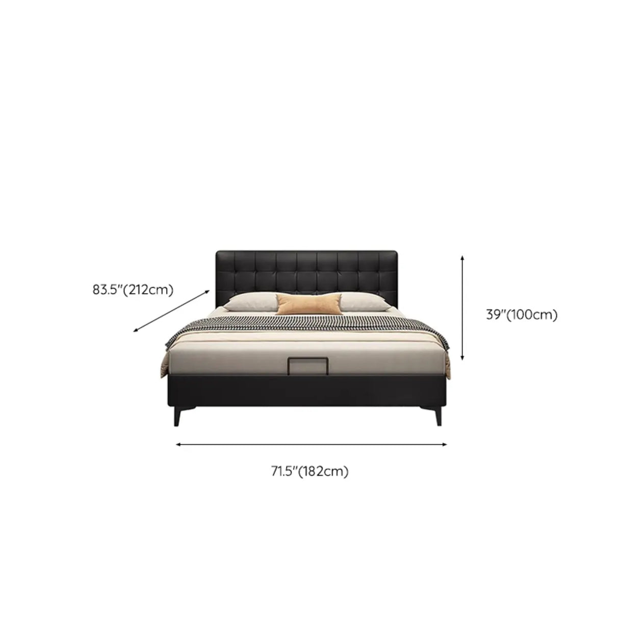 Black Queen Upholstered Headboard Storage Included Bed Image - 14