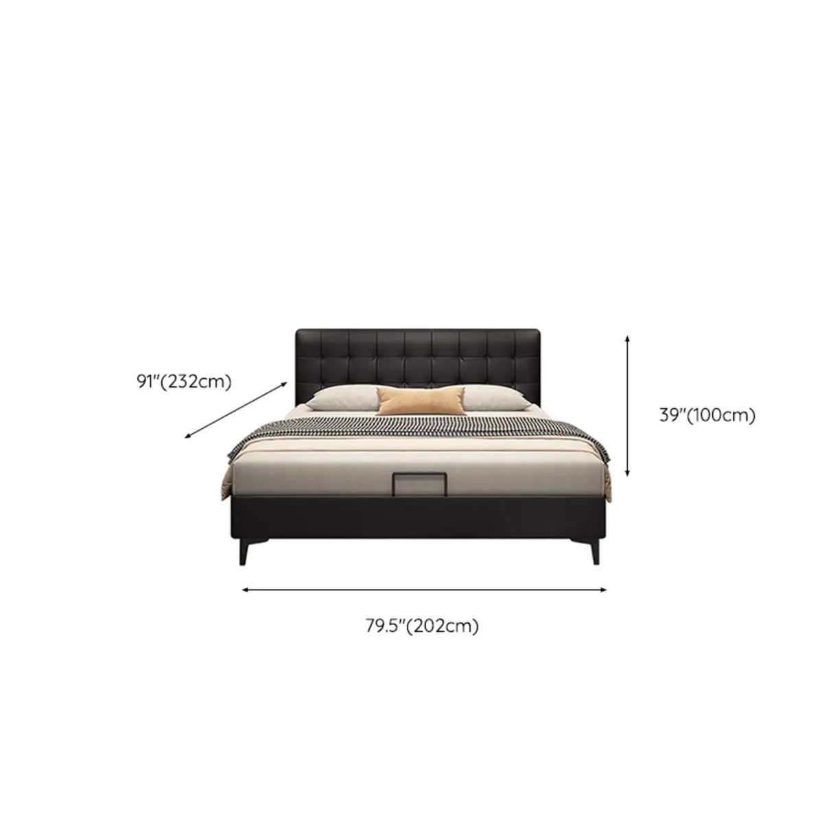 Black Queen Upholstered Headboard Storage Included Bed Image - 18