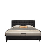 Black Queen Upholstered Headboard Storage Included Bed Image - 2