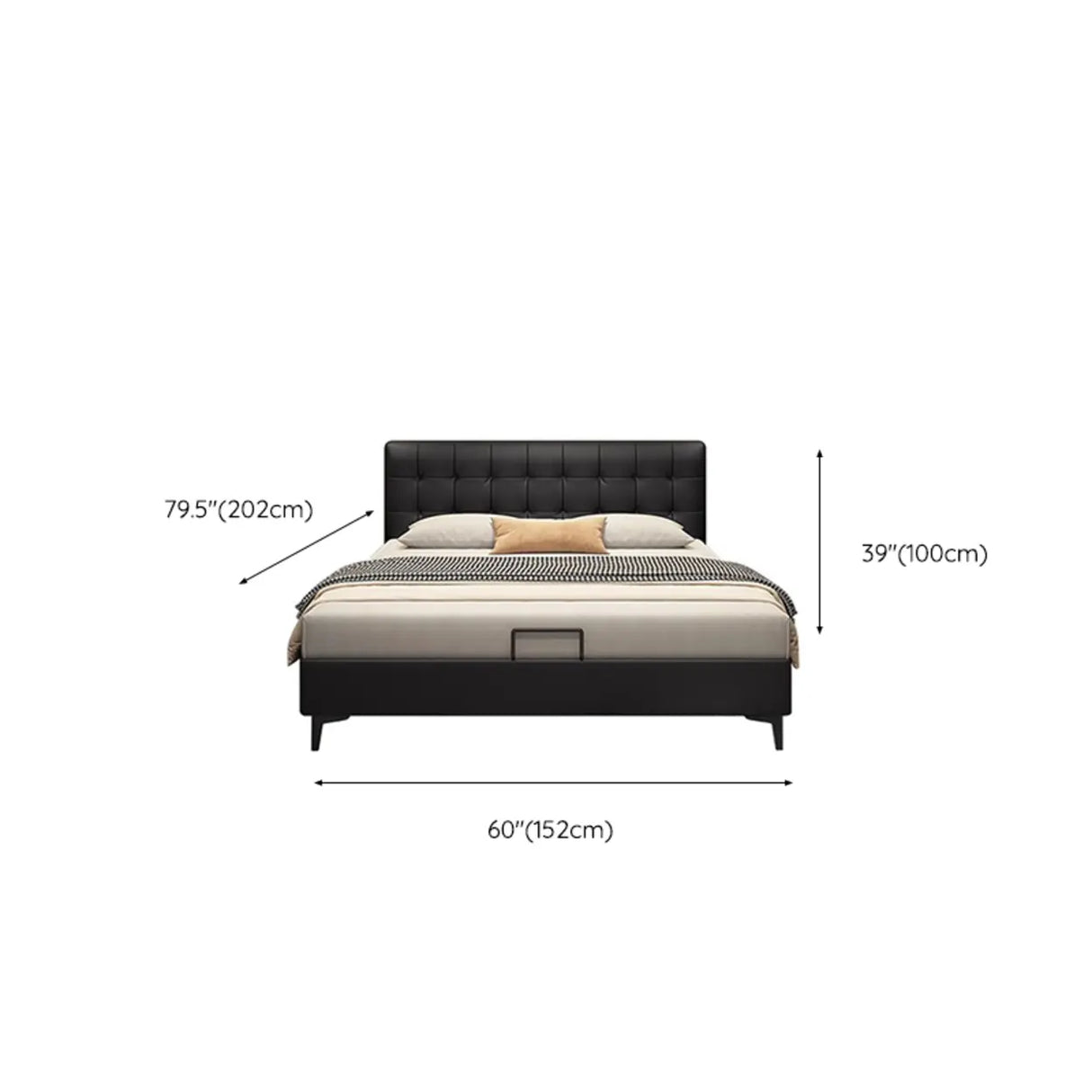 Black Queen Upholstered Headboard Storage Included Bed Image - 20