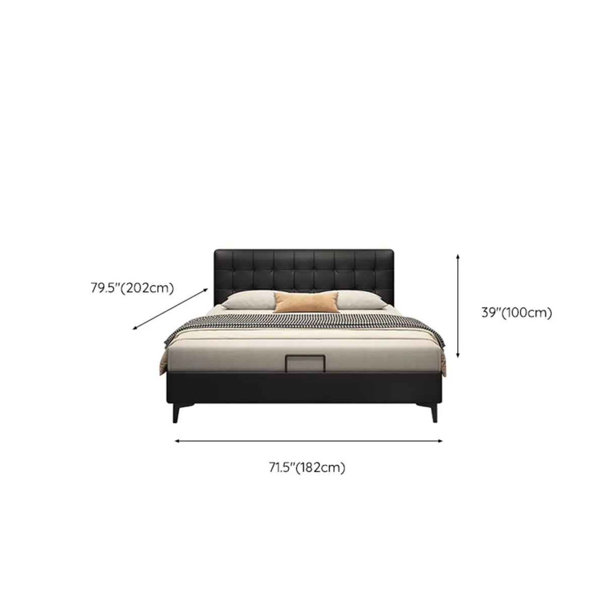 Black Queen Upholstered Headboard Storage Included Bed Image - 22