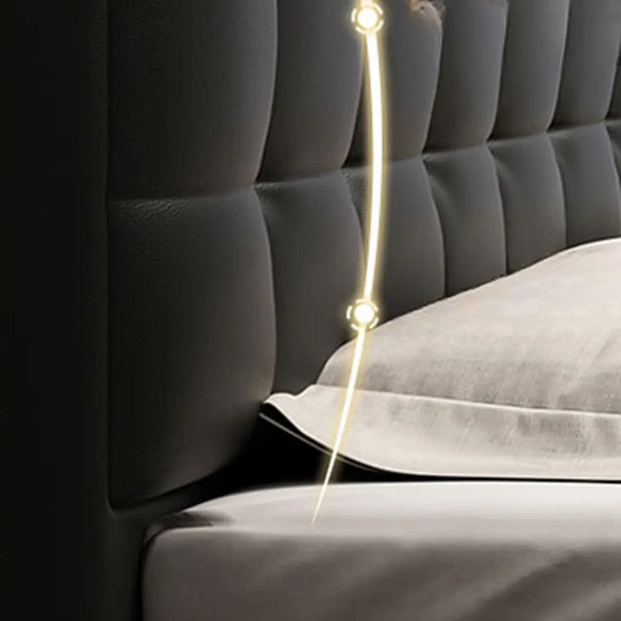 Black Queen Upholstered Headboard Storage Included Bed Image - 7