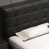 Black Queen Upholstered Headboard Storage Included Bed Image - 8
