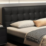 Black Queen Upholstered Headboard Storage Included Bed Image - 9