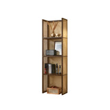Black Rattan Vertical Modern Open Storage Bookshelf Image - 3
