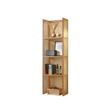 Black Rattan Vertical Modern Open Storage Bookshelf Image - 5
