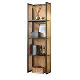 Black Rattan Vertical Modern Open Storage Bookshelf Image - 8