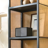 Black Rattan Vertical Modern Open Storage Bookshelf Image - 9