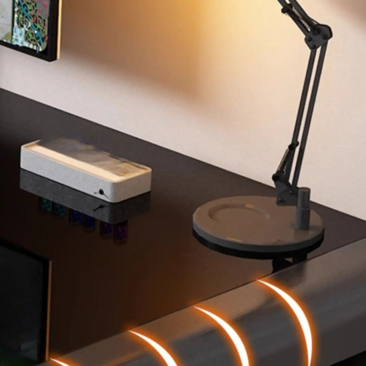 Black Rectangular Glass Computer Desk Image - 13