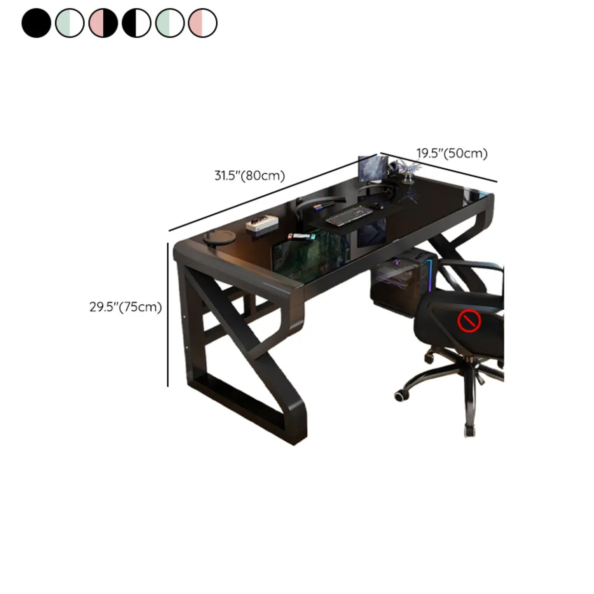Black Rectangular Glass Computer Desk 