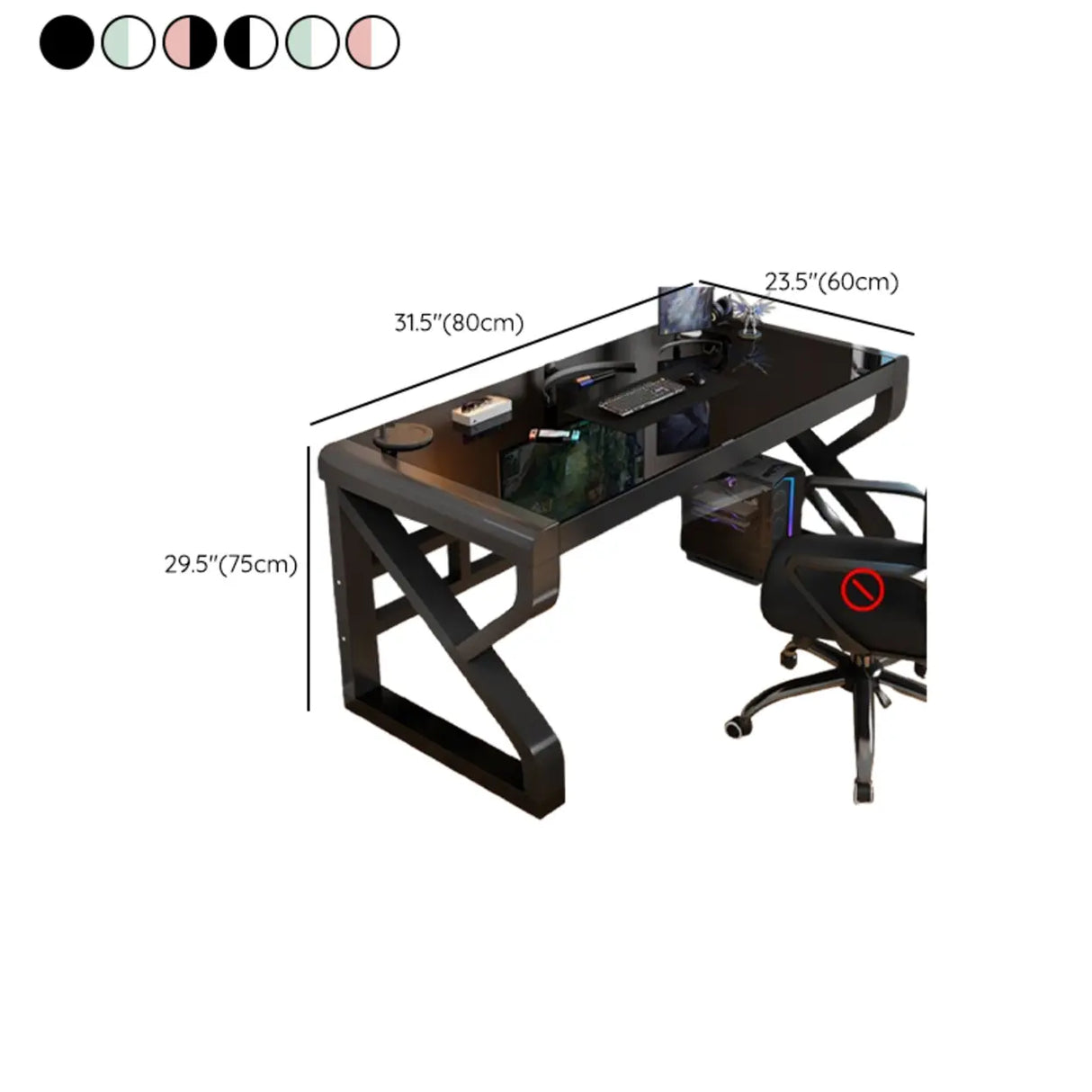 Black Rectangular Glass Computer Desk Image - 20