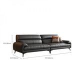 Black Rectangular Leather Reception Sofa with Pillow #size