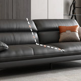 Black Rectangular Leather Reception Sofa with Pillow Image - 10
