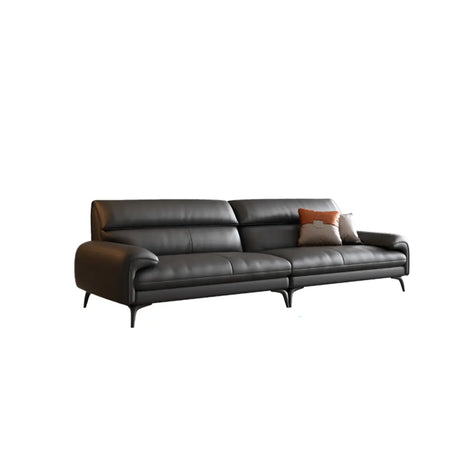 Black Rectangular Leather Reception Sofa with Pillow Image - 2
