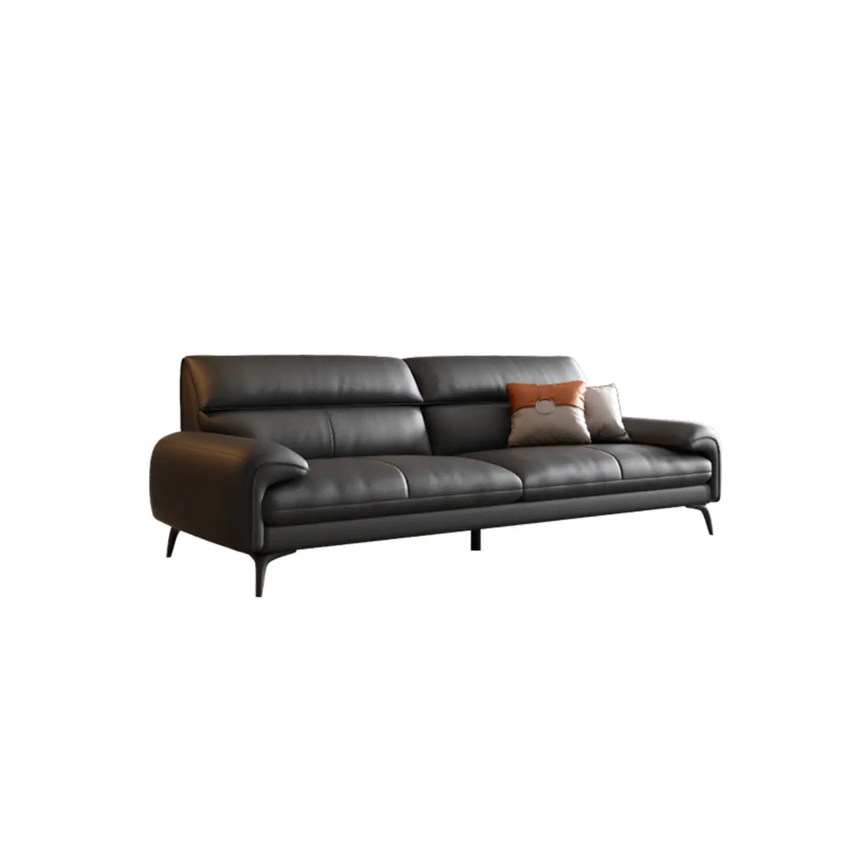 Black Rectangular Leather Reception Sofa with Pillow Image - 4