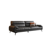 Black Rectangular Leather Reception Sofa with Pillow Image - 4