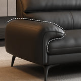 Black Rectangular Leather Reception Sofa with Pillow Image - 5