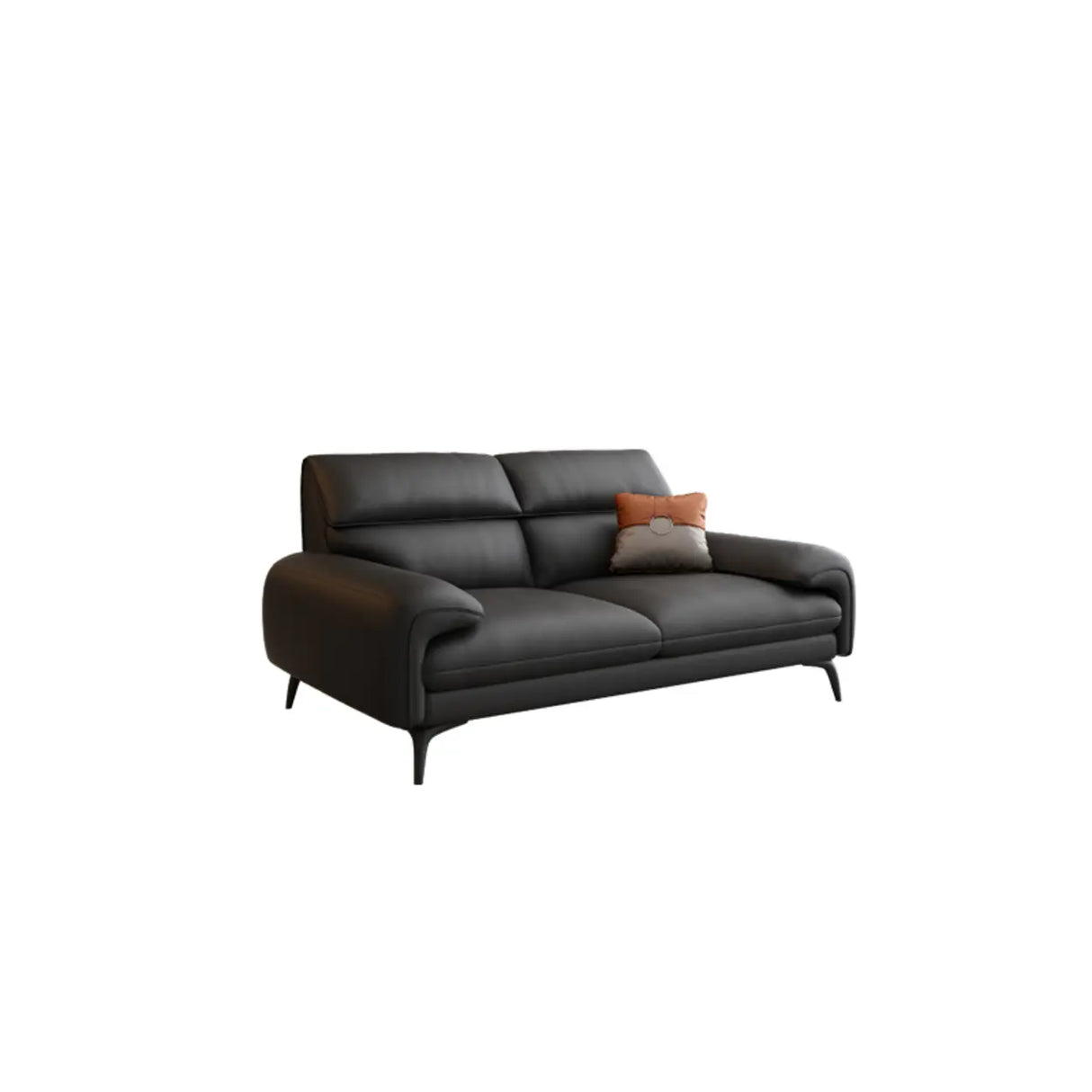 Black Rectangular Leather Reception Sofa with Pillow Image - 6