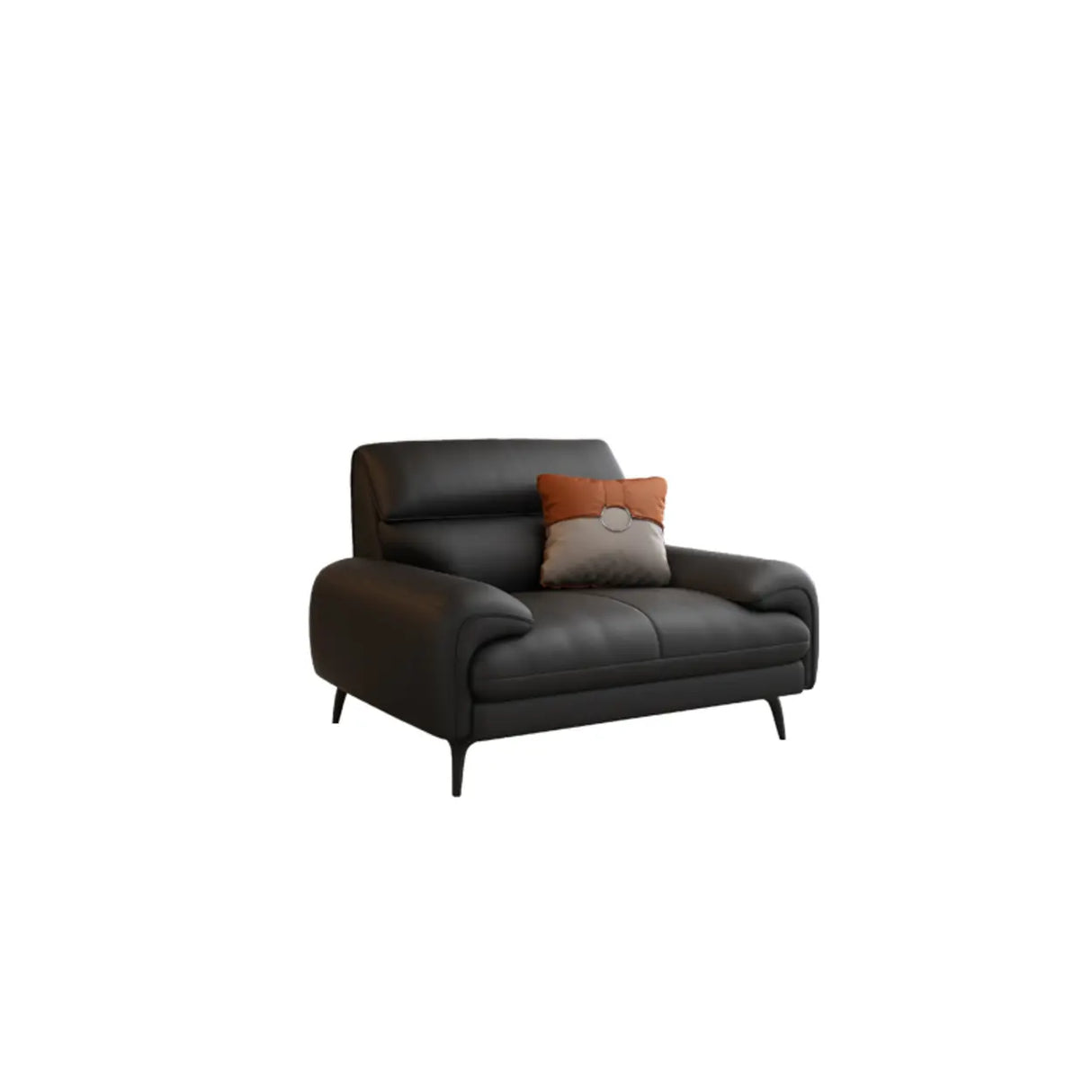 Black Rectangular Leather Reception Sofa with Pillow Image - 8