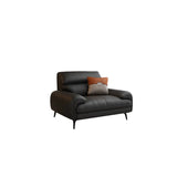 Black Rectangular Leather Reception Sofa with Pillow Image - 8