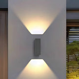 Black Rectangular Metal Exterior Up Down Wall Light Image - 17