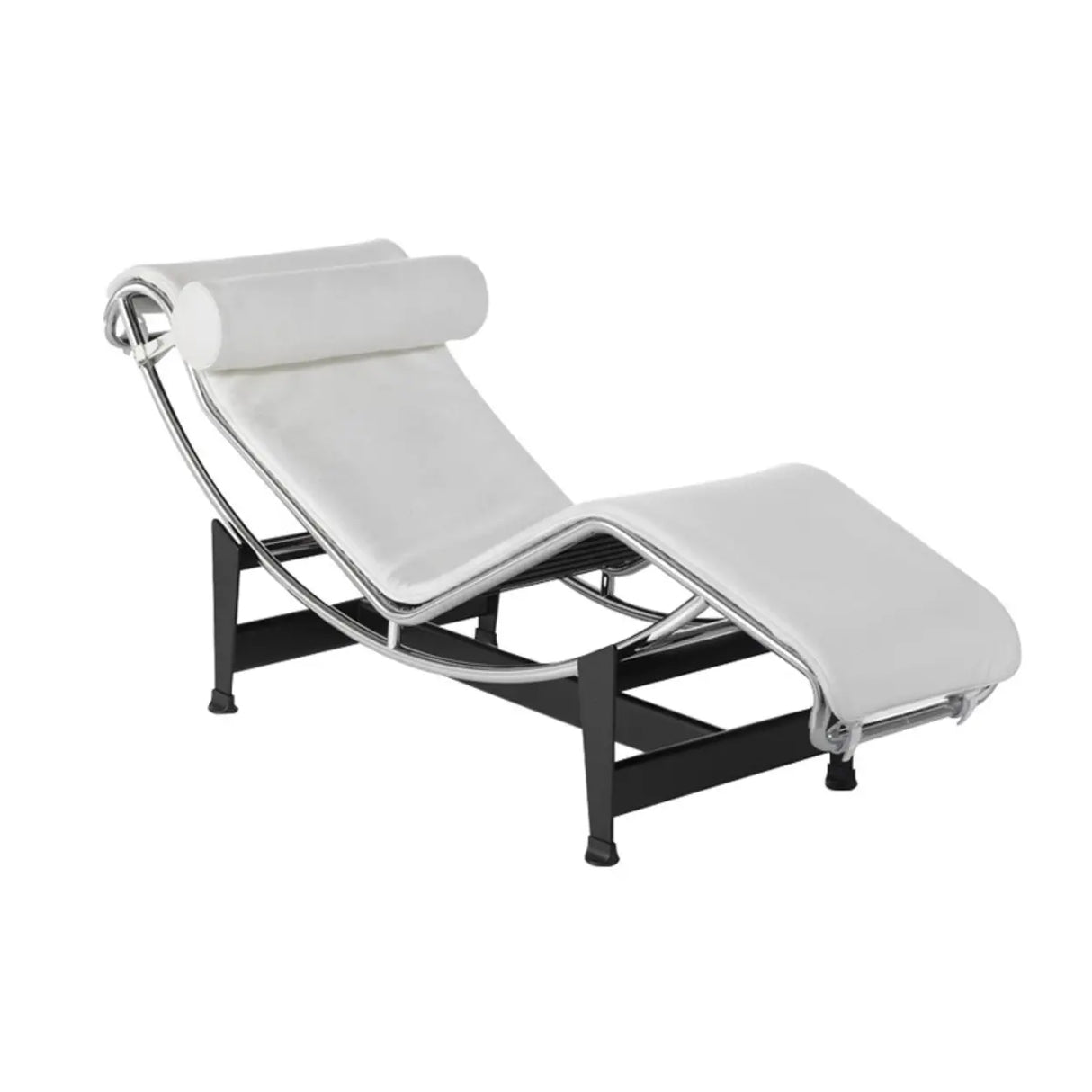 Black Removable Cushions Curved Leather Chaise Lounge Image - 5