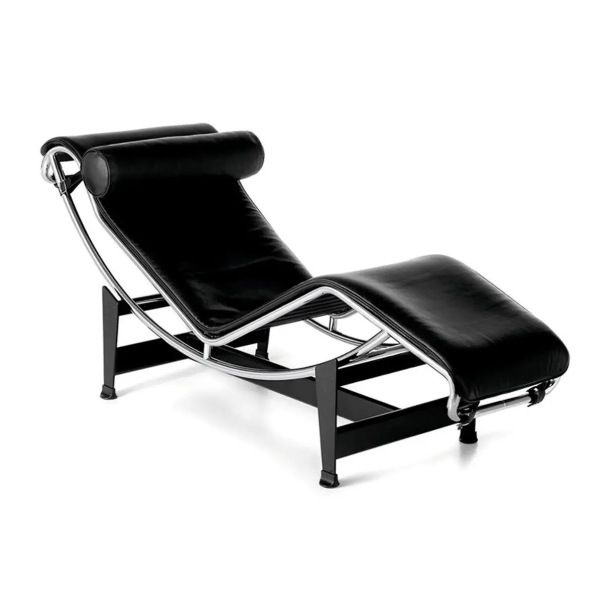 Black Removable Cushions Curved Leather Chaise Lounge Image - 6