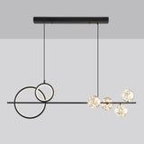 Black Ring and Bubble Adjustable Modern Island Light Image - 8