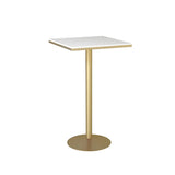 Black Round Marble Metal Small Bistro Bar Table Image - 3