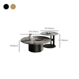 Black Round Stone Top Metal Base Nesting Coffee Table Image - 20