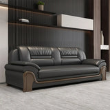 Black Scratch Resistant Faux Leather Reception Sofa Image - 1