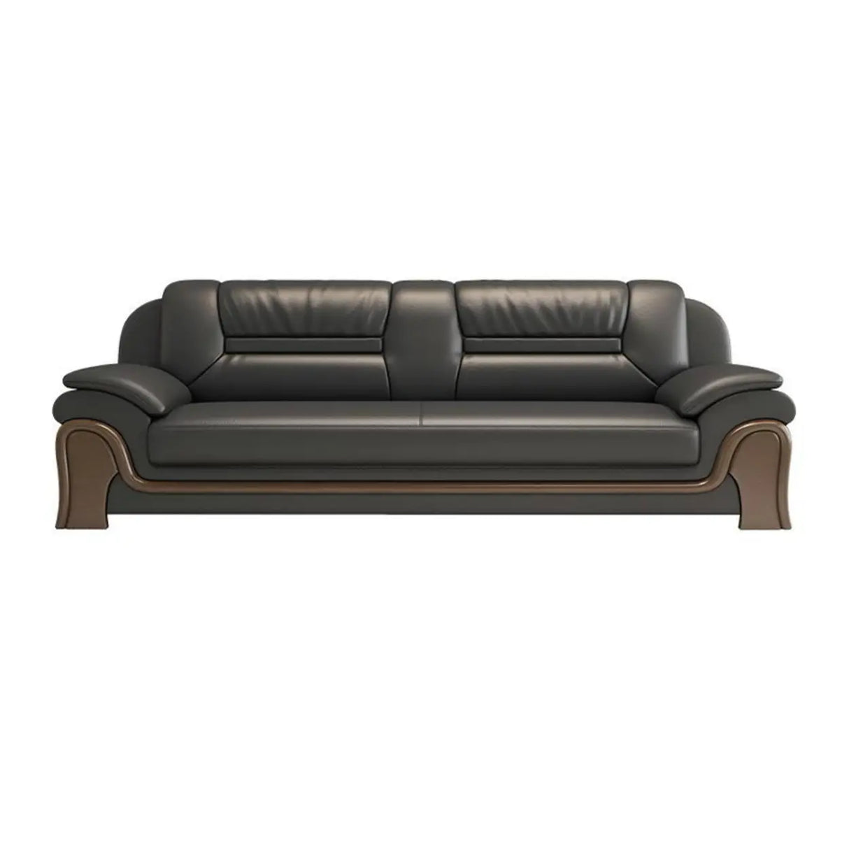 Black Scratch Resistant Faux Leather Reception Sofa Image - 10